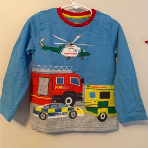 Mini Boden Blue Rescue Vehicle Long Sleeve Shirt